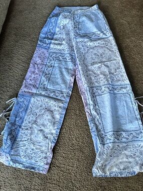 Aerie Paisley Bandana Print Side-Tie Wide Leg Pants